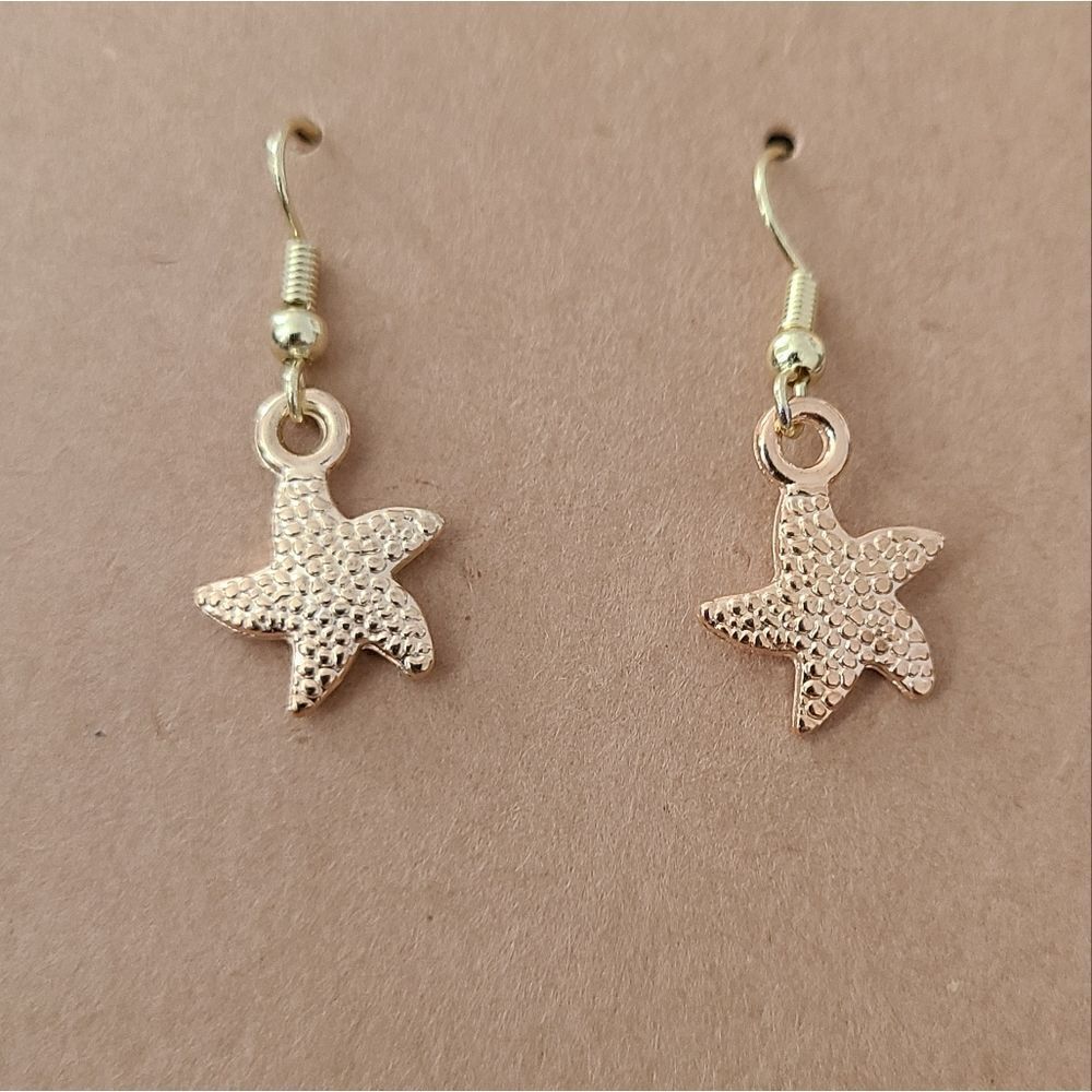 New Handcrafted Starfish Dangle Earrings on 14K Gold Plated Hooks